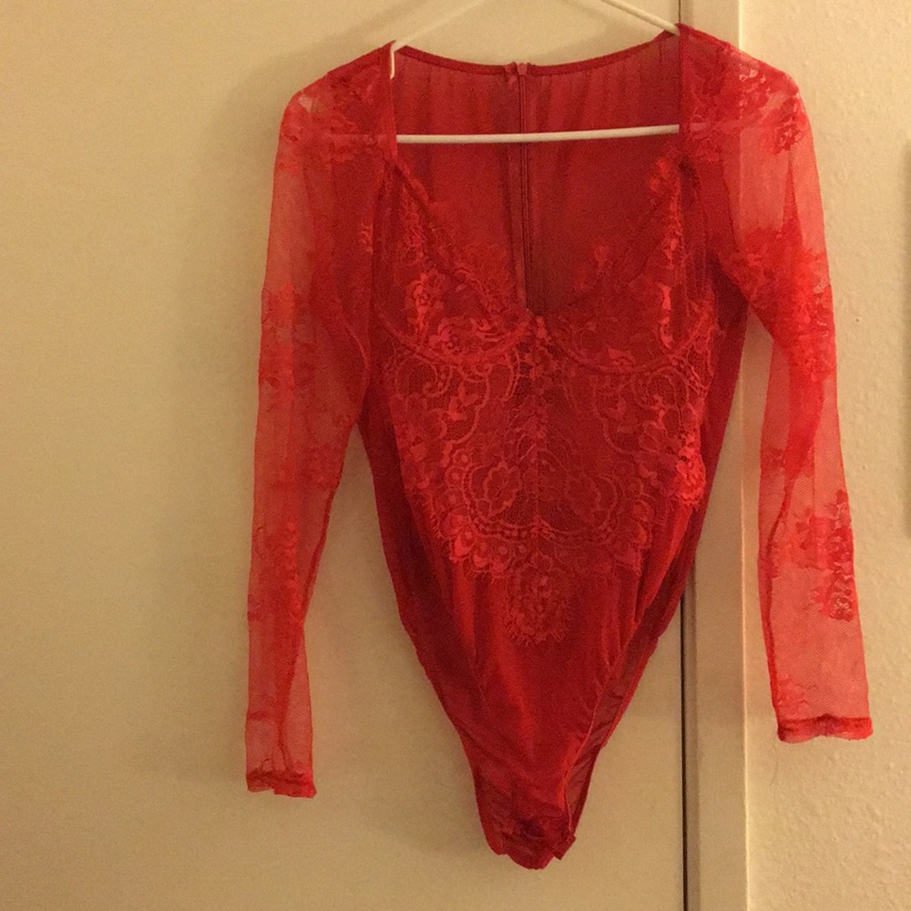 Red Lace Bodysuit